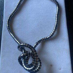 Silver and gunmetal versatile necklace